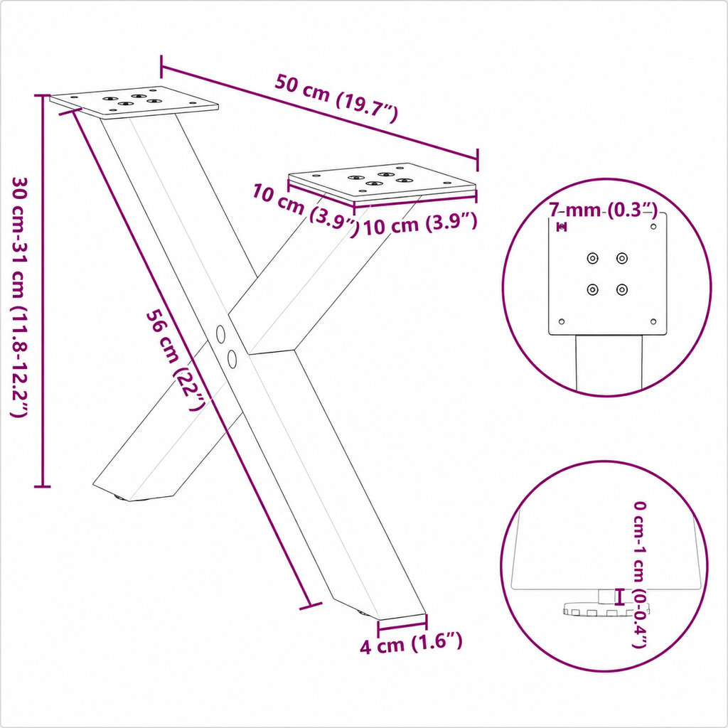 Pied Sautoir 50 x (30-31) cm